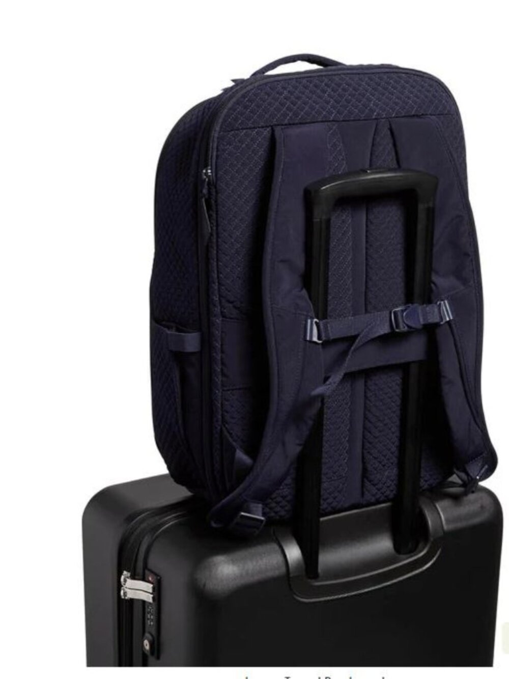 Vera Bradley Large Travel Backpack Microfiber Classic Navy (12 x19 x 7") NWT - Picture 2 of 3